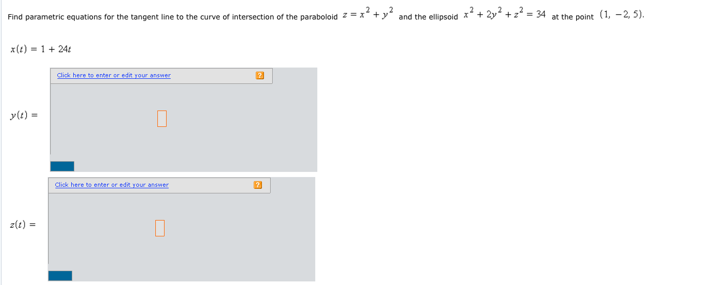 Solved Find Parametric Equations For The Tangent Line To Chegg Com