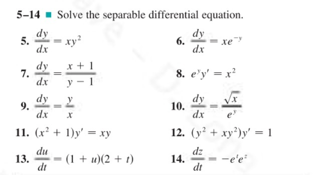 Solved Solve The Separable Differential Equation Dy Dx Chegg Com