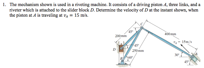 The Mechanism Shown Is Used In A Riveting Machine It Chegg 