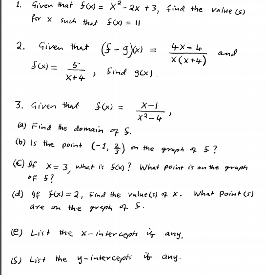 Given That F X X 2 2x 3 Find The Value S For Chegg Com