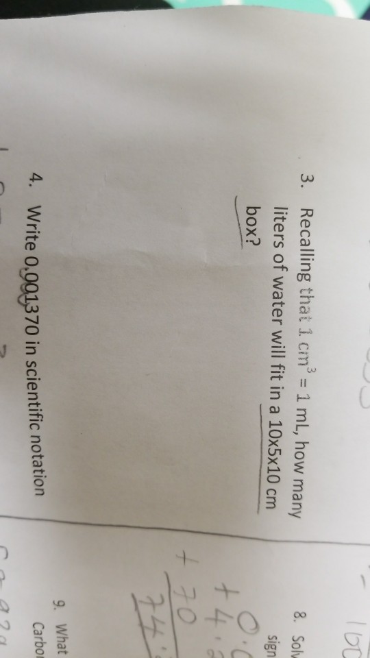 Solved Recalling That 1 Cm3 1 Ml How Many Liters Of Wa Chegg Com