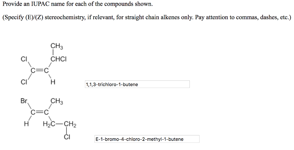 Solved Provide An Iupac Name For Each Of The Compounds Sh Chegg Com