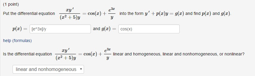 Solved Put The Differential Equation Xy X2 5 Y Cos X Chegg Com