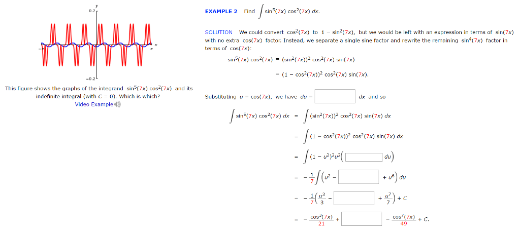 Solved Find Integral Sin 5 7x Cos 2 7x Dx Solution W Chegg Com