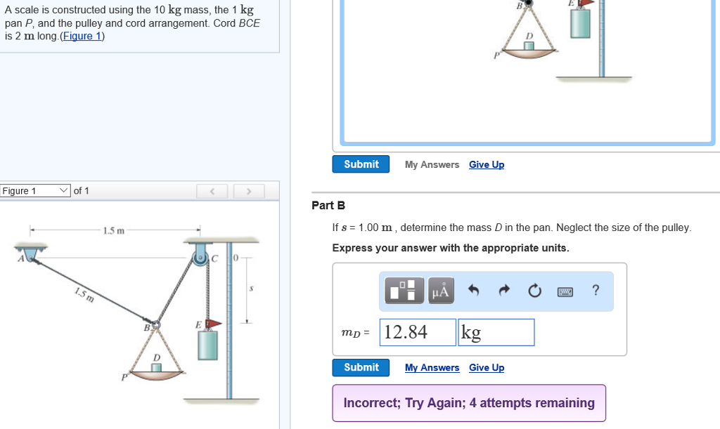 Solved A Scale Is Constructed Using The 10 Kg Mass The 1 Chegg Com