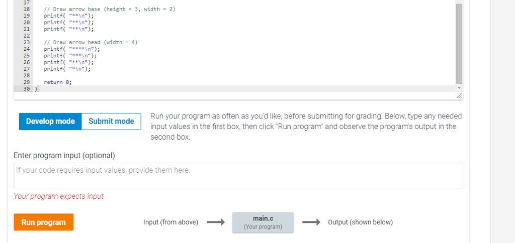 Solved: 12.10 Ch 4 Program: Drawing A Half Arrow (C) This ... | Chegg.com