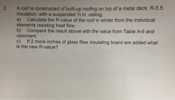 A Roof Is Constructed Of Built Up Roofing On Top O Chegg Com