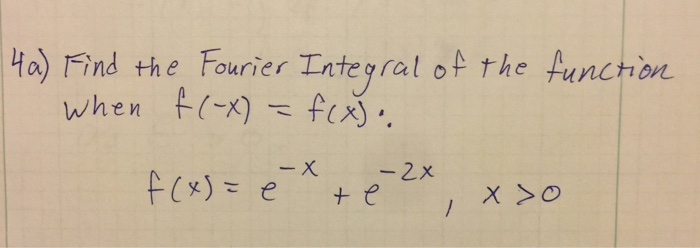 Solved Find The Fourier Integral Of The Function When F Chegg Com