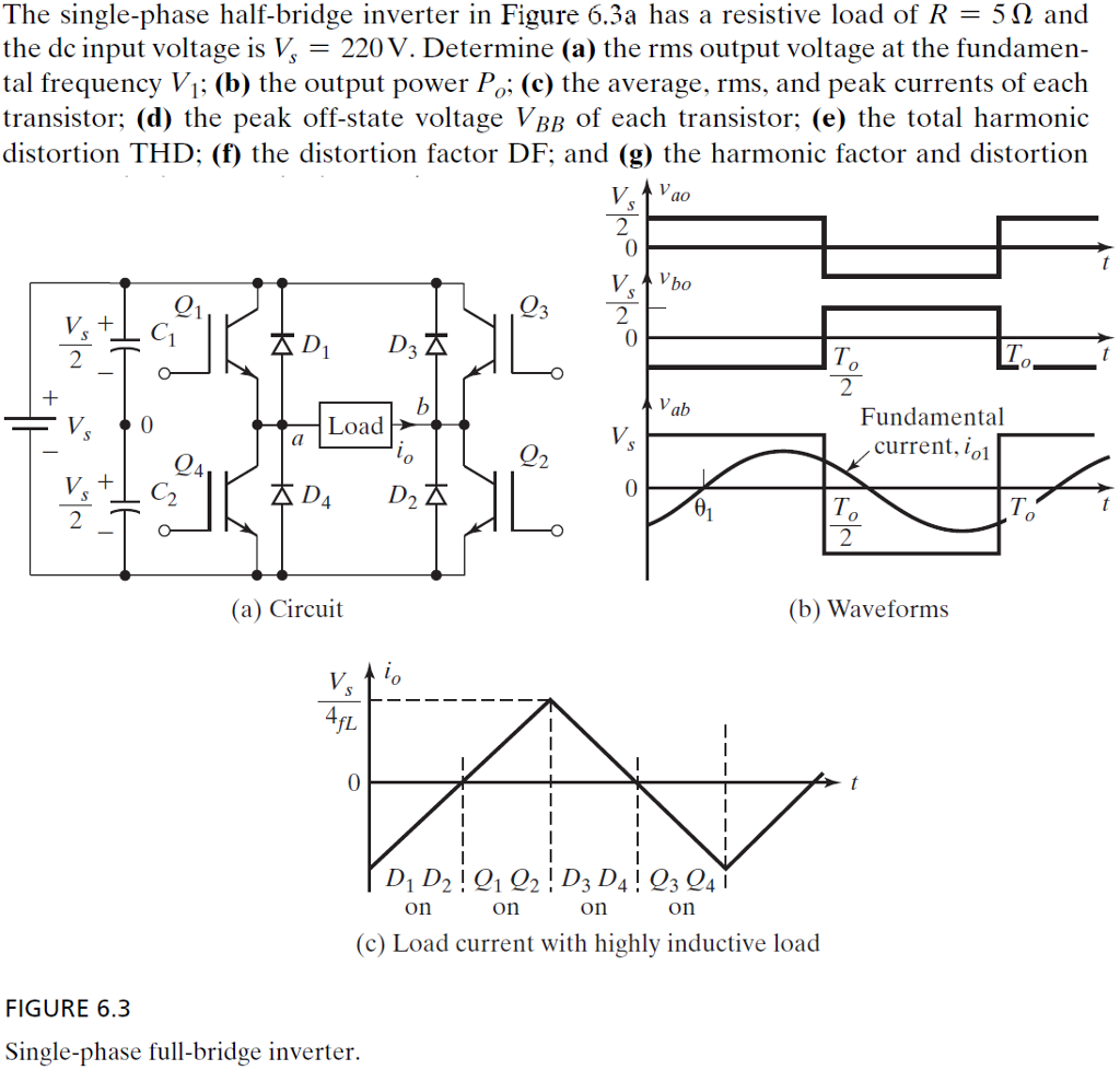 Solved The Single Phase Half Bridge Inverter In Figure 6 Chegg Com