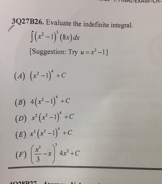 Evaluate The Indefinite Integral Integrate X 2 1 3 Chegg Com