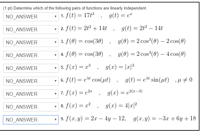 Solved 1 Pt Determine Which Of The Following Pairs Of F Chegg Com