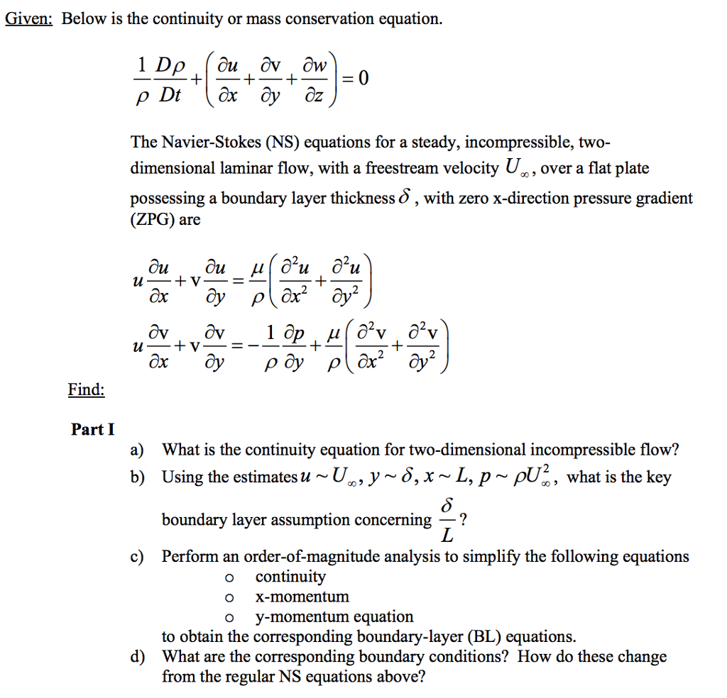 Solved Below Is The Continuity Or Mass Conservation Equat Chegg Com