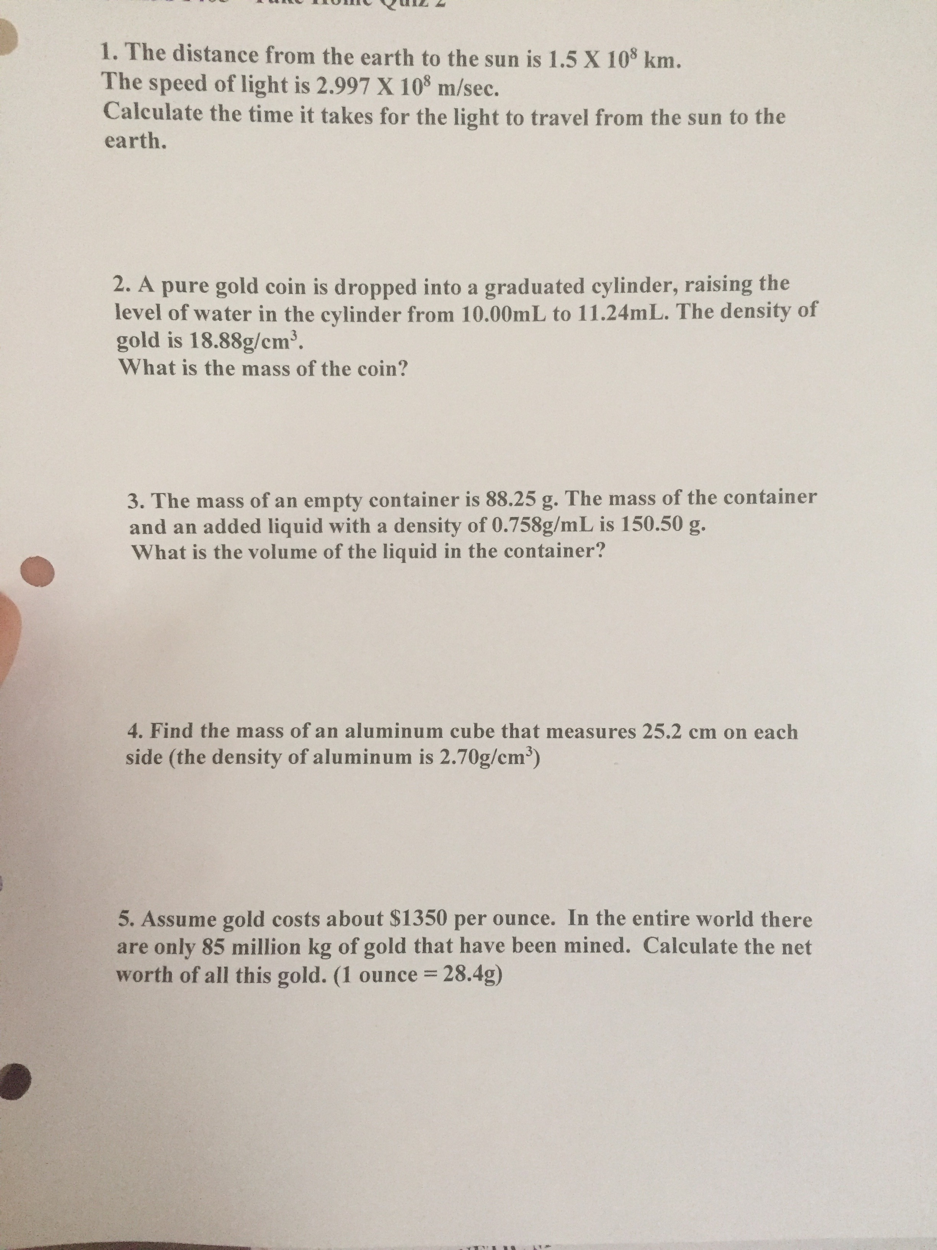 solved the distance from the earth to the sun is 1 5 time liquid net worth calculator