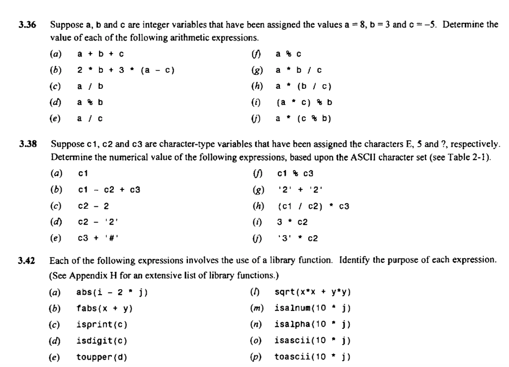 Solved 3 36 Suppose A B And C Are Integer Variables That Chegg Com