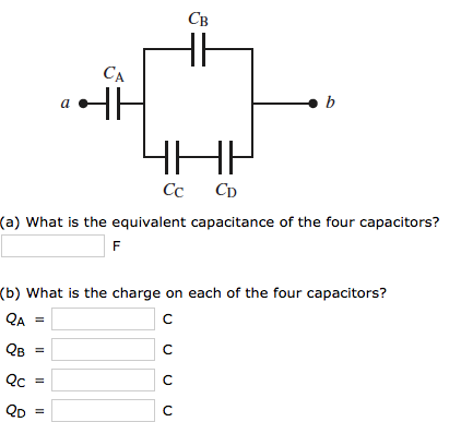 Solved Four capacitors, C.-44F, C3=8uF, C3-12uF and Co-2uF