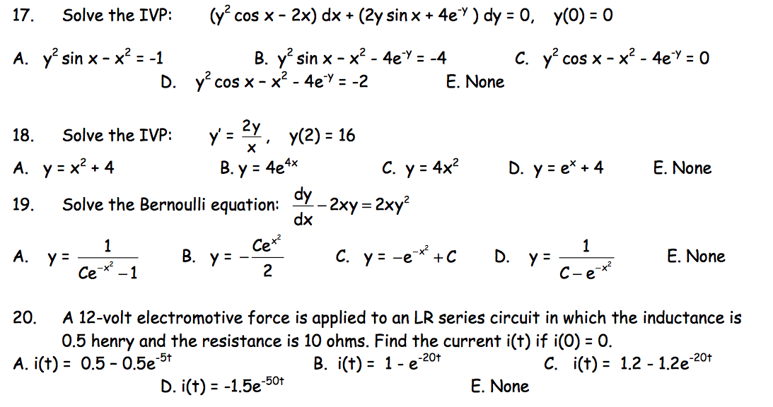 17 Solve The Ivp Cos X 2x Dx 2y Sin X 4e Y Dy 0 Chegg Com