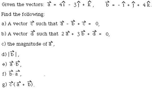 Solved Given The Vectors A 4i 3j K B I J 4 Chegg Com