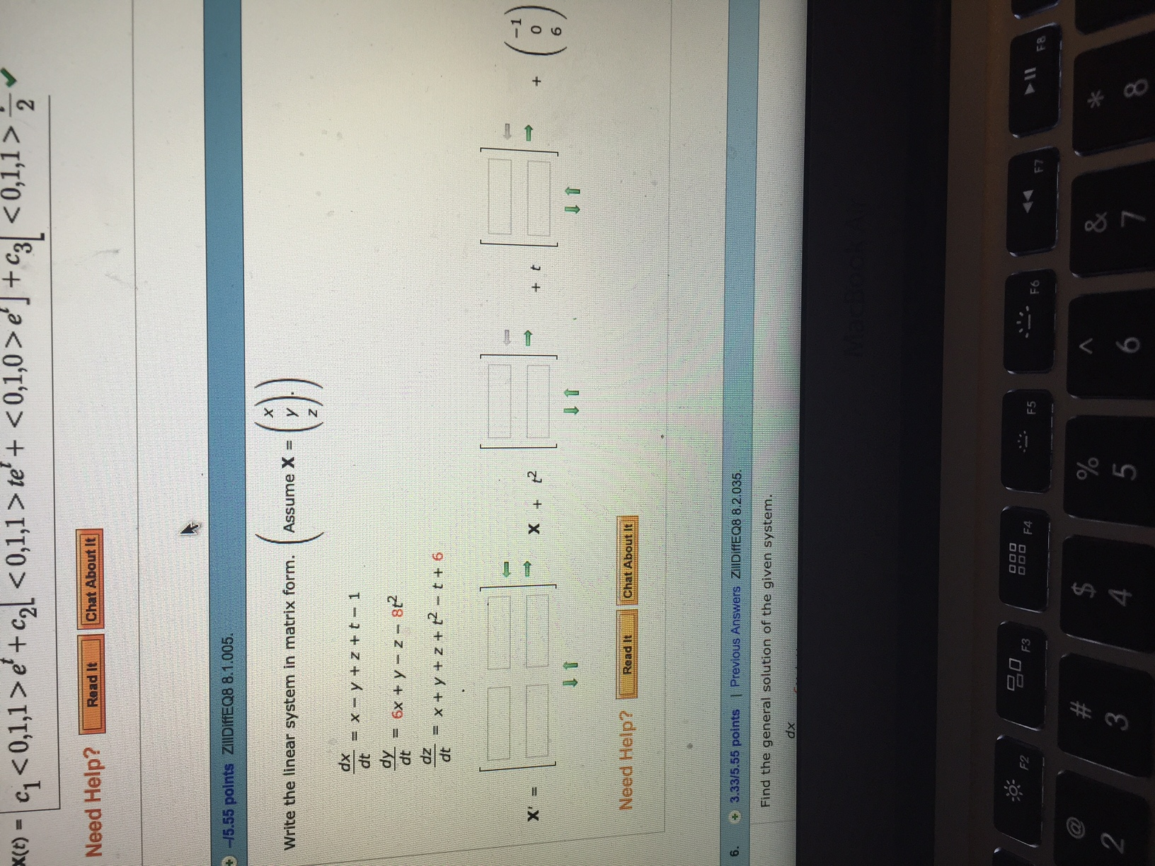 Solved Write The Linear System In Matrix Form Assume X Chegg Com