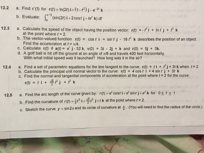 Find R 1 For R T Ln 2t I 1 T 2 J E 3t K B Chegg Com