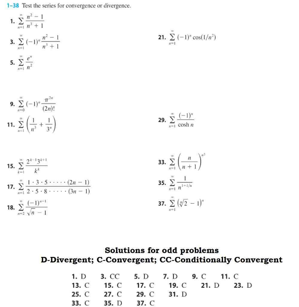 Solved Test The Series For Convergence Or Divergence Chegg Com