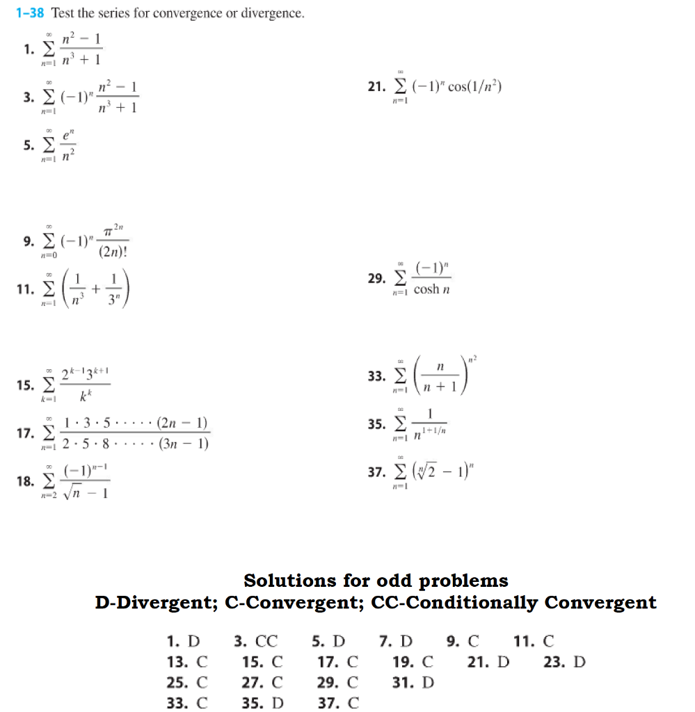 Test The Series For Convergence Or Divergence Chegg Com