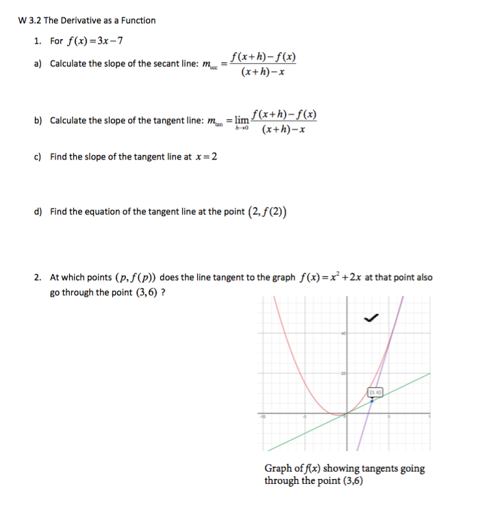 Solved The Derivative As A Function For F X 3x 7 A Chegg Com