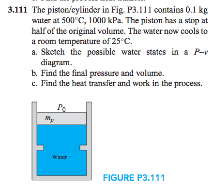 The piston/cylinder in  contains 0.1 kg water at 5