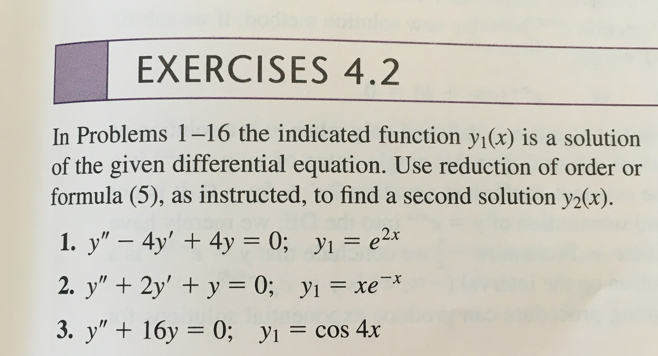 Solved In Problems 1 16 The Indicated Function Y 1 X Is Chegg Com