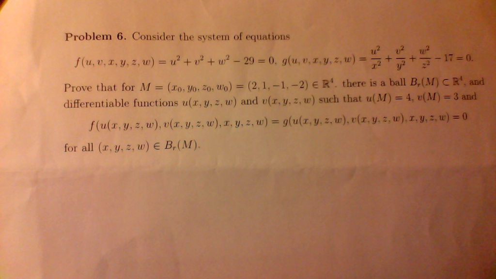 Solved Consider The System Of Equations F U V X Y Z Chegg Com