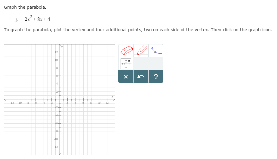 Solved Graph The Parabola Y 2x 2 8x 4 To Graph The Pa Chegg Com