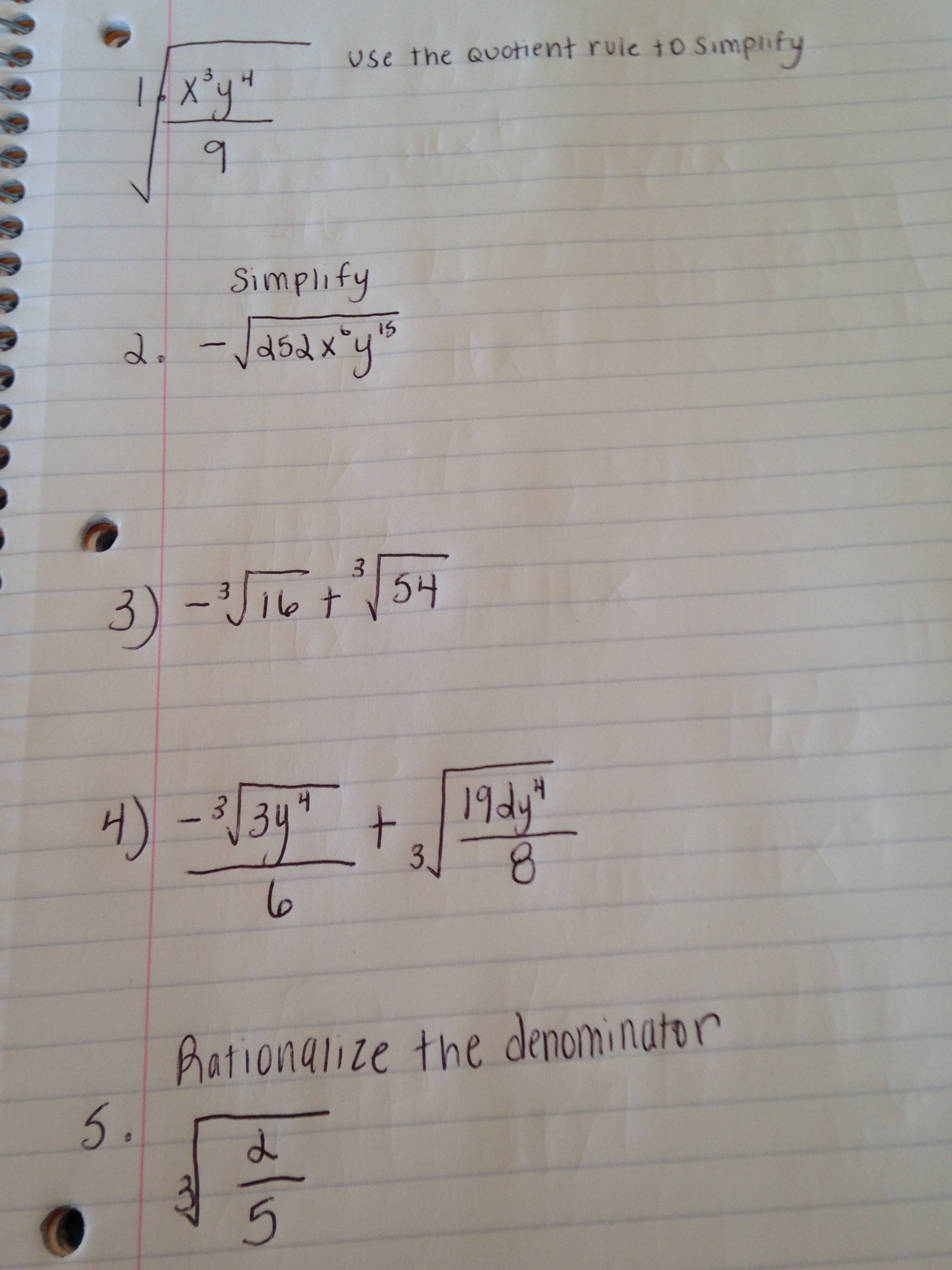 Solved Use The Quotient Rule To Simplify Square Root X 3 Chegg Com