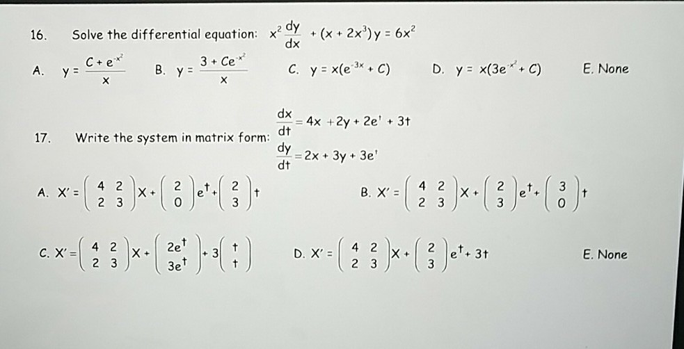 Solve The Differential Equation X 2 Dy Dx X Chegg Com