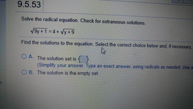 9 5 53 Solve The Radical Equation Check For Chegg Com