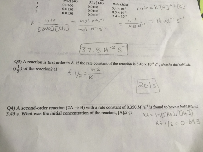 Solved A Reaction Is First Order In A If The Rate Constant Chegg Com