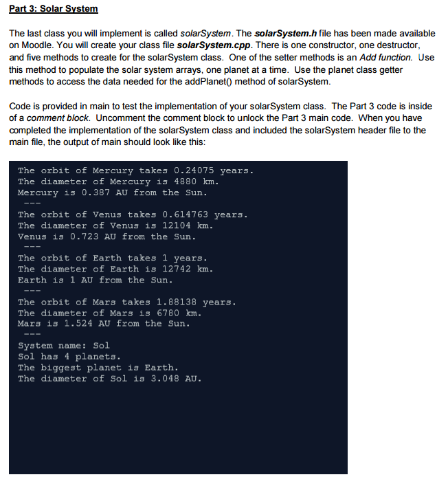 Solved A C Coding Problem How To Write The Solarsystem