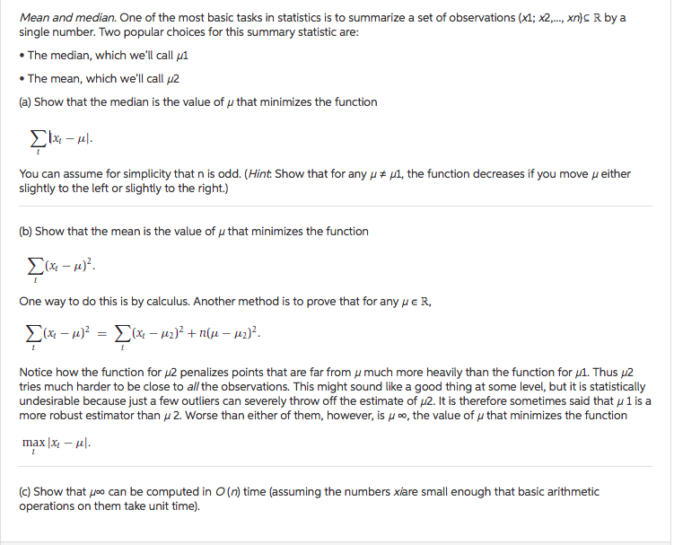 solved mean and median one of the most basic tasks in st what does summarize mean
