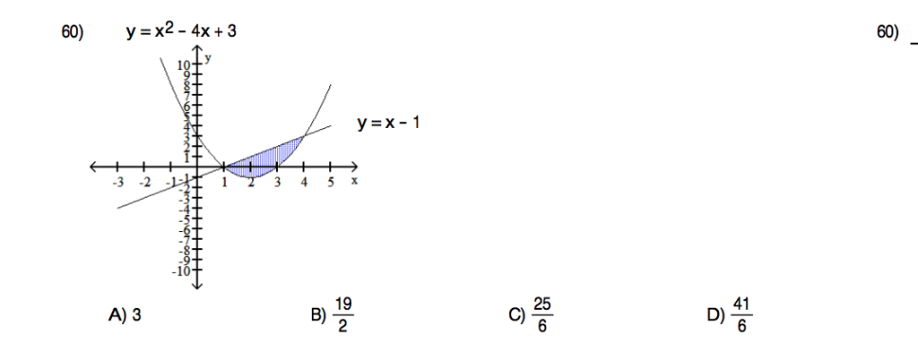 Solved Y X 2 4x 3 A 3 B 19 2 C 25 6 D 41 6 Chegg Com