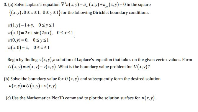 A Solve Laplace S Equation Delta 2 U X Y U X Chegg Com