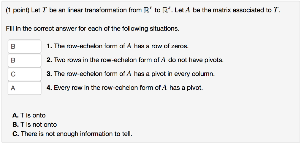 Solved Which Of The Following Statements Are Onto Not Onto Chegg Com