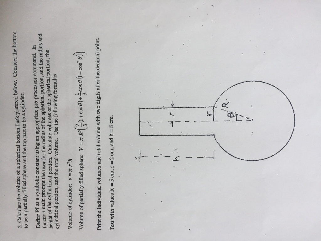Solved Calculate the volume of a spherical bottom flask  Chegg.com