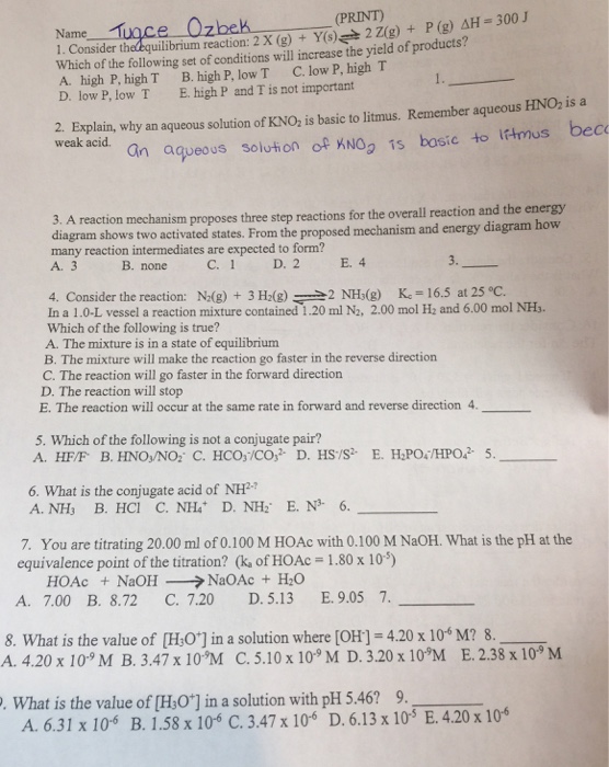 Solved Consider The Equilibrium Reaction 2 X G Y S 2 Chegg Com