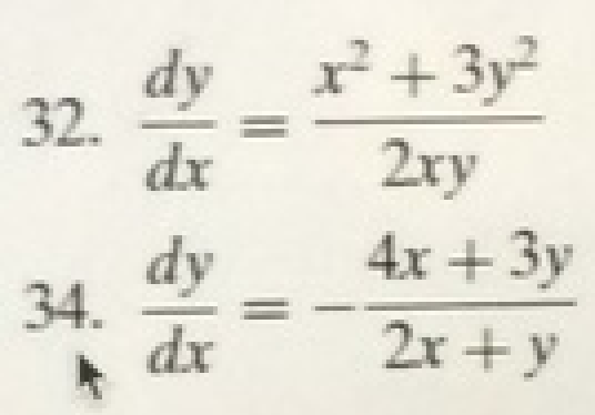 Solved 32 Dy Dx X 2 3y 2 2xy 34 Dy Dx 4x 3y 2x Y Chegg Com