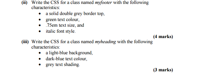 Solved Write The Css For A Class Named Myfooter With The