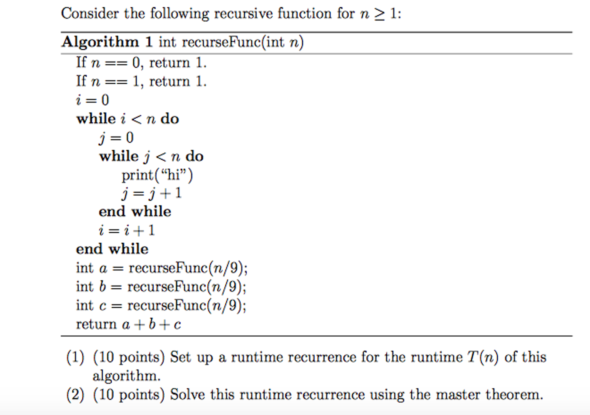 Consider The Following Recursive Function For N Gr Chegg Com