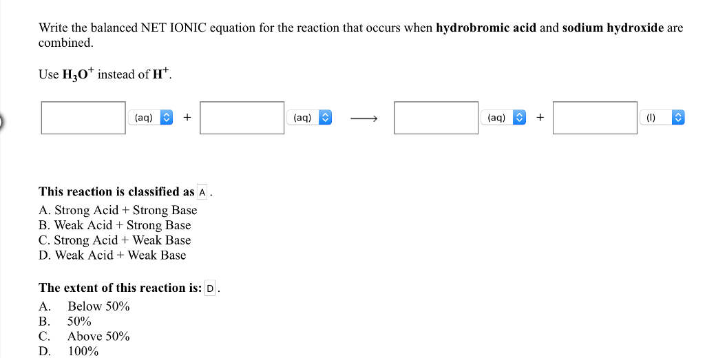 Solved Write The Balanced NET IONIC Equation For The Reac