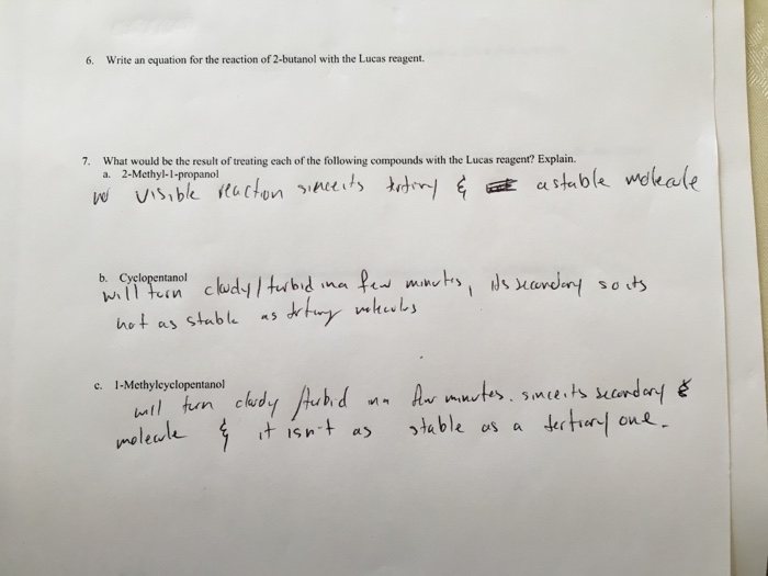 Test between butanol and 2 propanol