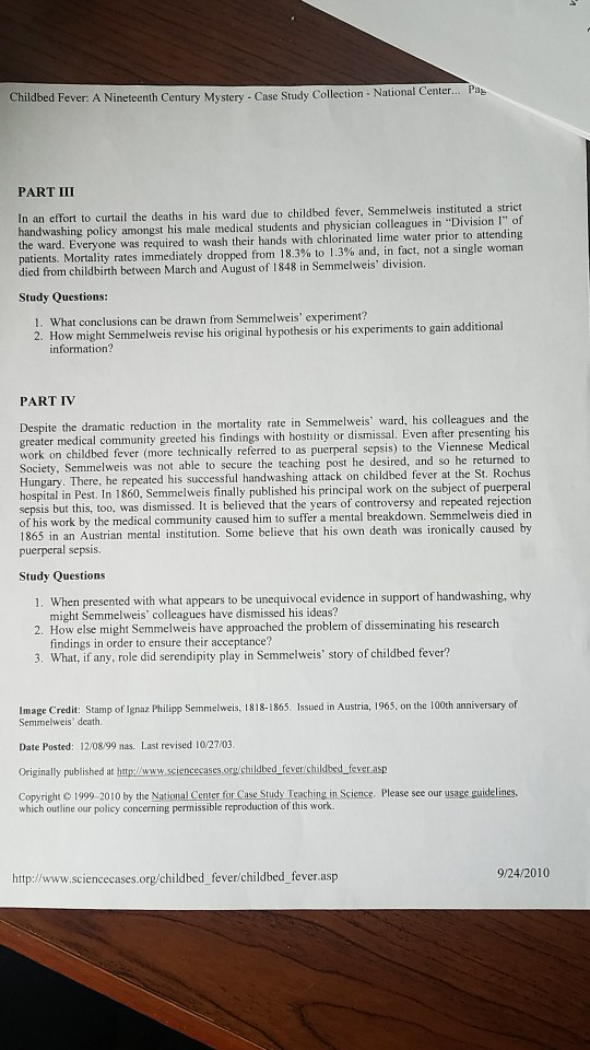 What were semmelweis' initial observations picture