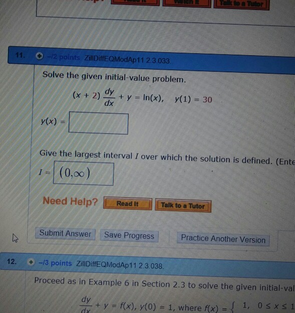 Solved Solve The Given Initial Value Problem X 2 Dy Dx Chegg Com