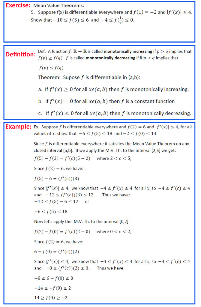 Solved Exercise Mean Value Theorems 5 Suppose F X Is Chegg Com