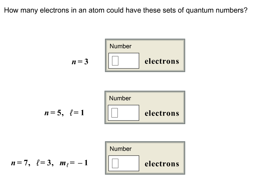 Solved How Many Electrons In An Atom Could Have These Set Chegg Com